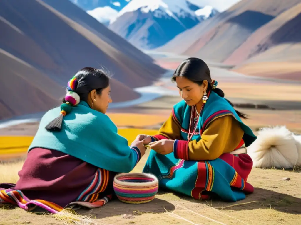 Conexión ancestral: mujeres tejen en el Altiplano utilizando técnicas ancestrales de tejido