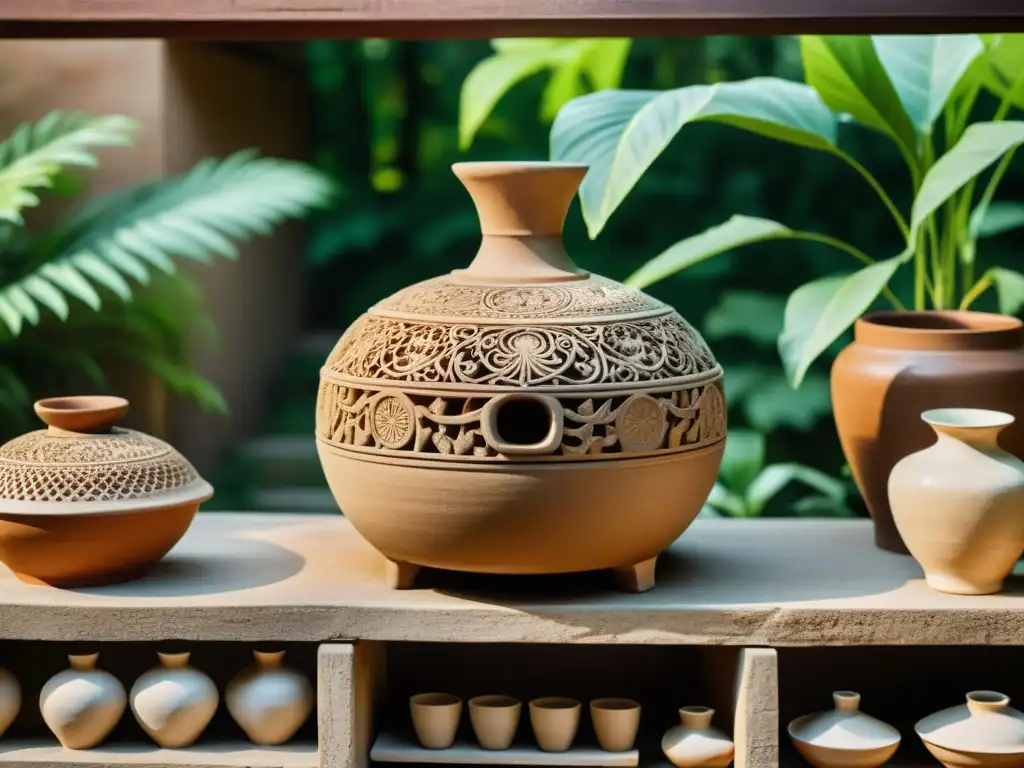 Antiguo horno de cerámica asiática y artesanos Un antiguo horno de cerámica asiático rodeado de artesanos y adornos, evocando la tradición de los hornos antiguos de Asia