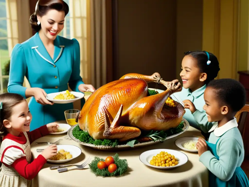 Anuncio vintage con cena familiar: valores tradicionales Anuncio vintage de mediados del siglo XX muestra familia reunida en torno a una comida, reflejando patrones culturales en publicidad