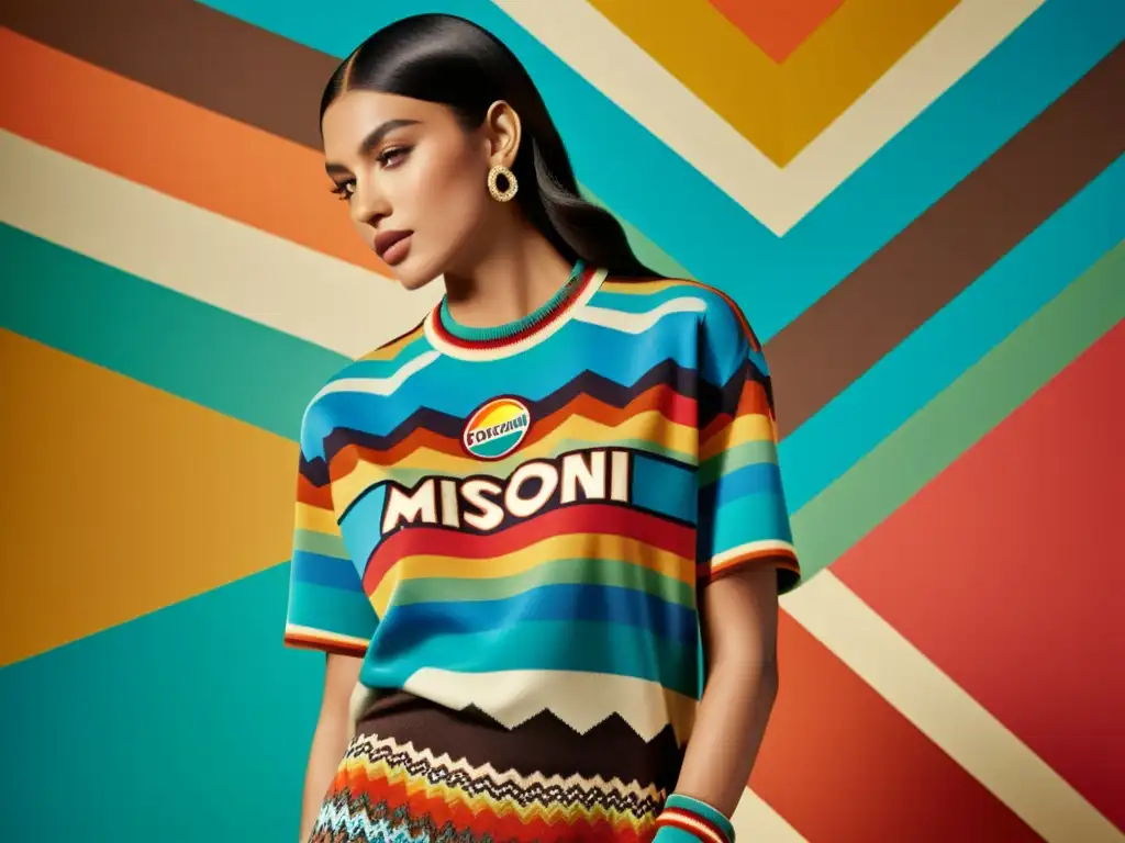 Anuncio vintage de Missoni y Target con colores retro, evocando nostalgia y estilo atemporal