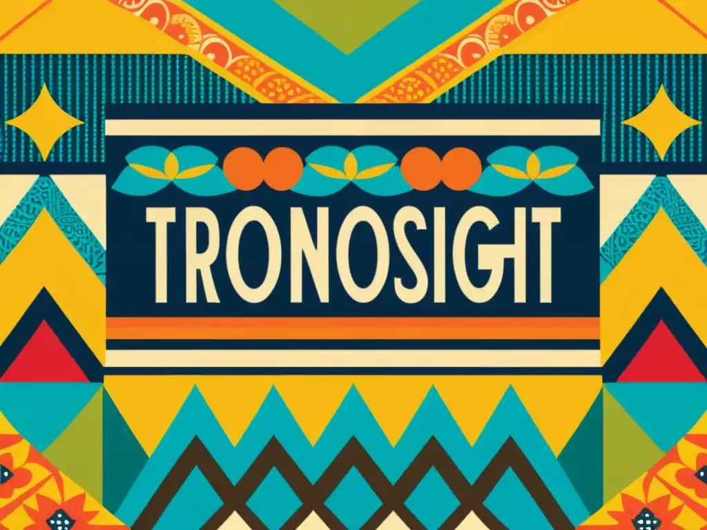 Anuncio vintage con patrones artísticos en campañas publicitarias, colores vivos y tipografía llamativa en un fondo intrincado
