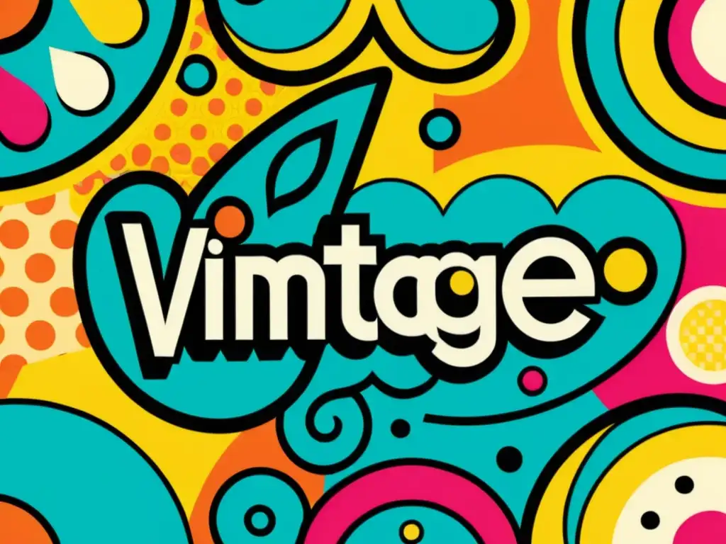 Anuncio vintage con patrones artísticos en campañas publicitarias, ofrece vibra retro y colores vibrantes en diseño pop art de los 60s