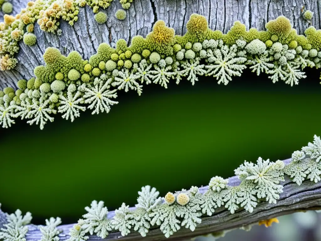 Un árbol cubierto de líquenes en una simbiosis de colores y patrones en la naturaleza