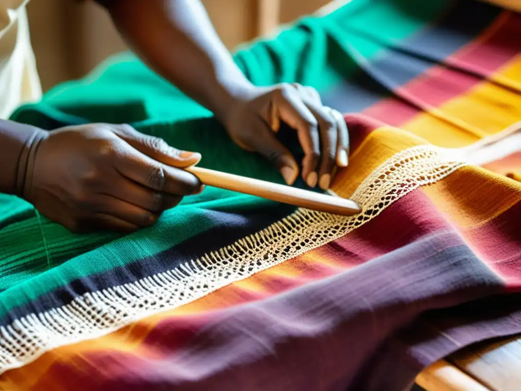 Arte africano: un experto aplica colorantes naturales a un tejido tradicional, resaltando su belleza y significado cultural