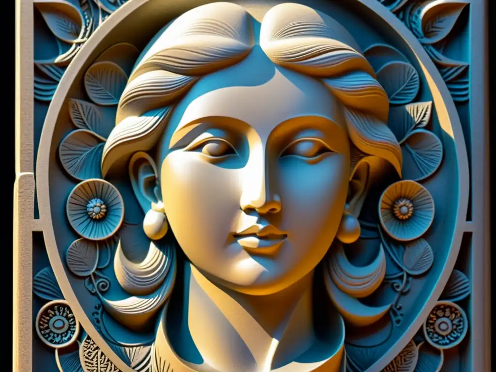 Arte en relieve con impresión 3D: Escultura vintage detallada con juego de luces y sombras, fusionando tradición y tecnología