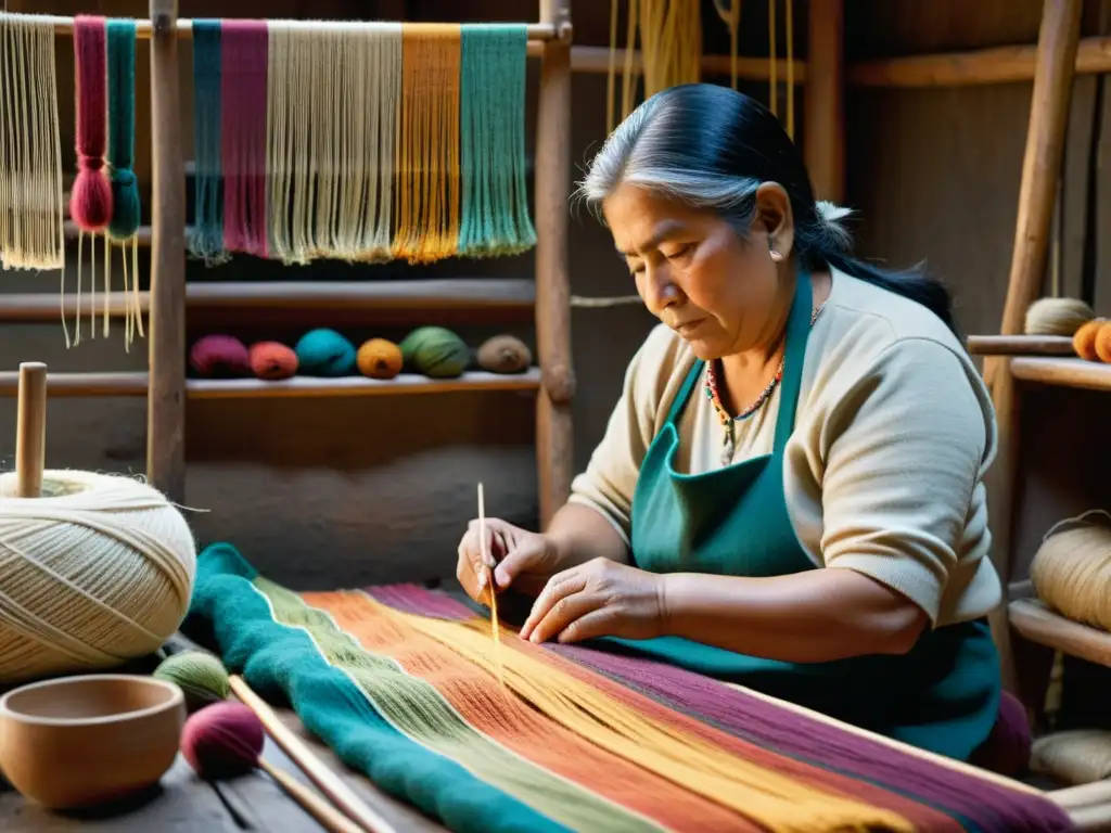 Artesano patagónico teje con tintes naturales, evocando el impacto cultural de los tejidos patagónicos