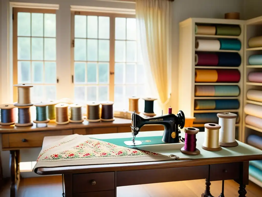 Artesano crea patrones de moda de lujo en un taller vintage con luz suave y detalles meticulosos