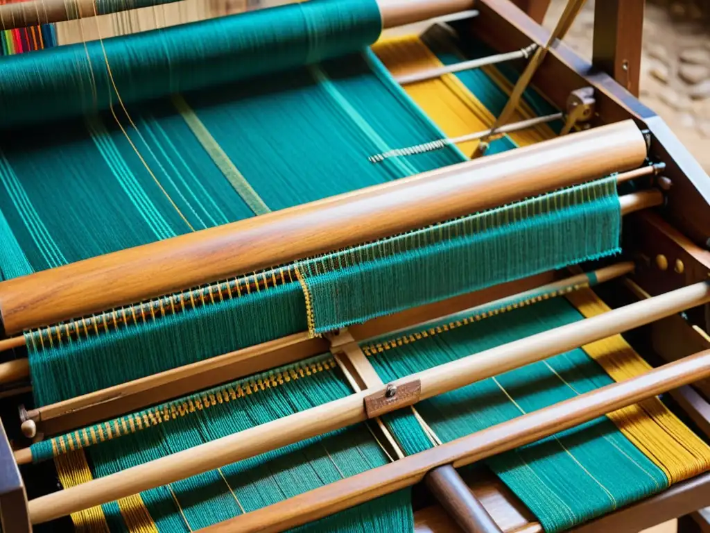 Un artesano hábil teje patrones textiles en un telar tradicional, evocando herencia, artesanía y el impacto económico de patrones textiles