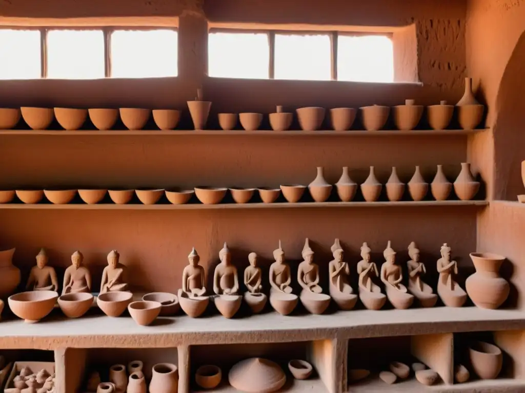 Artesanos crean figuras de barro en taller de escultura terracota vintage, reflejando la diversidad cerámica India arte y su rica herencia cultural