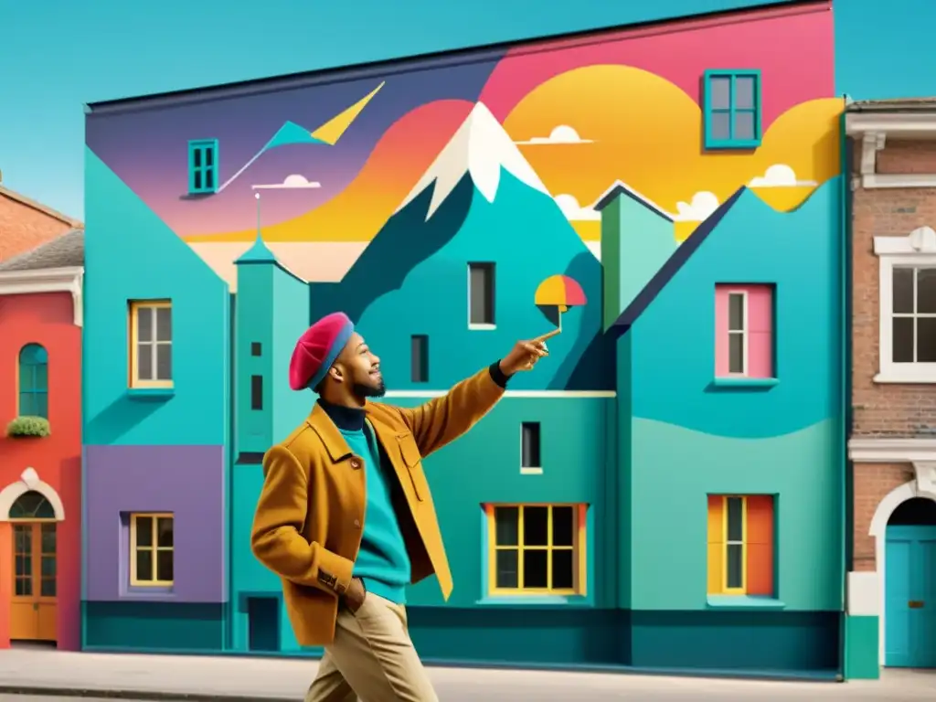 Un artista usa realidad aumentada para crear un mural interactivo en vivo