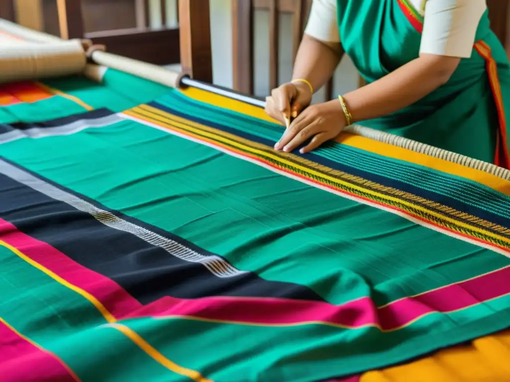 Artistas tejen con destreza un textil Manipuri, capturando la danza de los hilos y significados textiles de la región