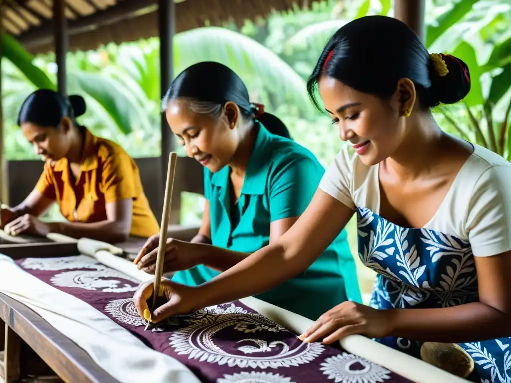 Artistas en Yogyakarta tiñen a mano tela de batik con colores vibrantes, reflejando la tradición del Batik en Yogyakarta