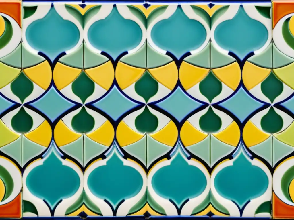 Un asombroso patrón de azulejos cerámicos coloridos, formando composiciones fotográficas de patrones artísticos