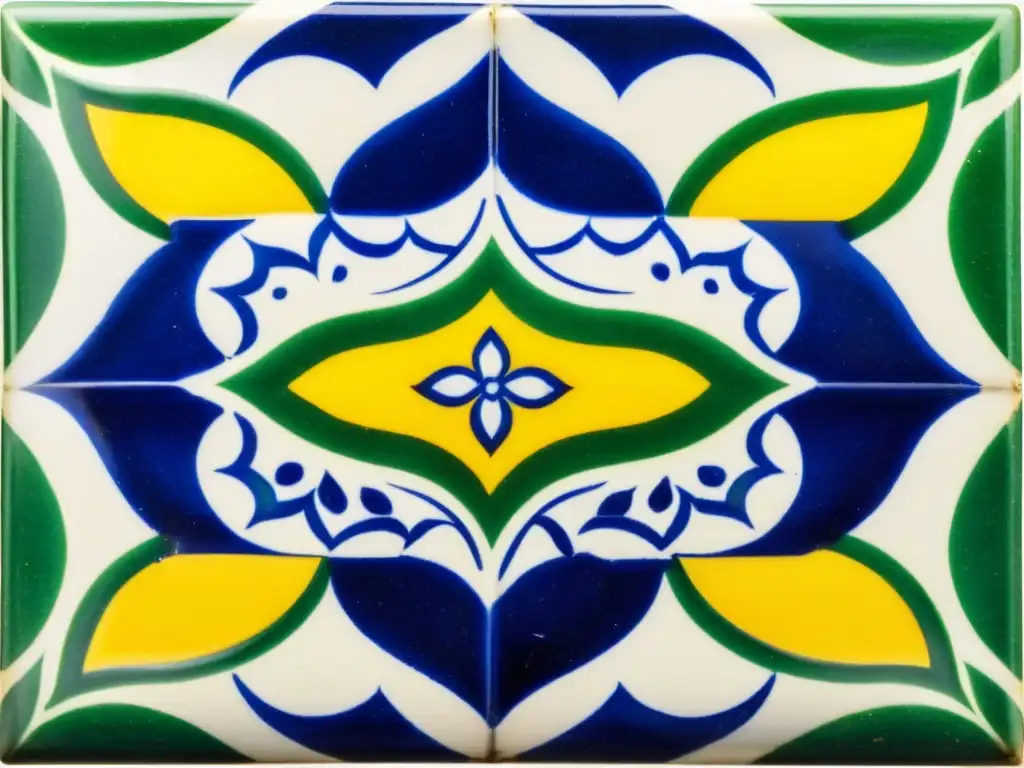 Un azulejo vintage de Lisboa, con patrones intrincados y colores vibrantes, refleja la luz y la historia de la ciudad