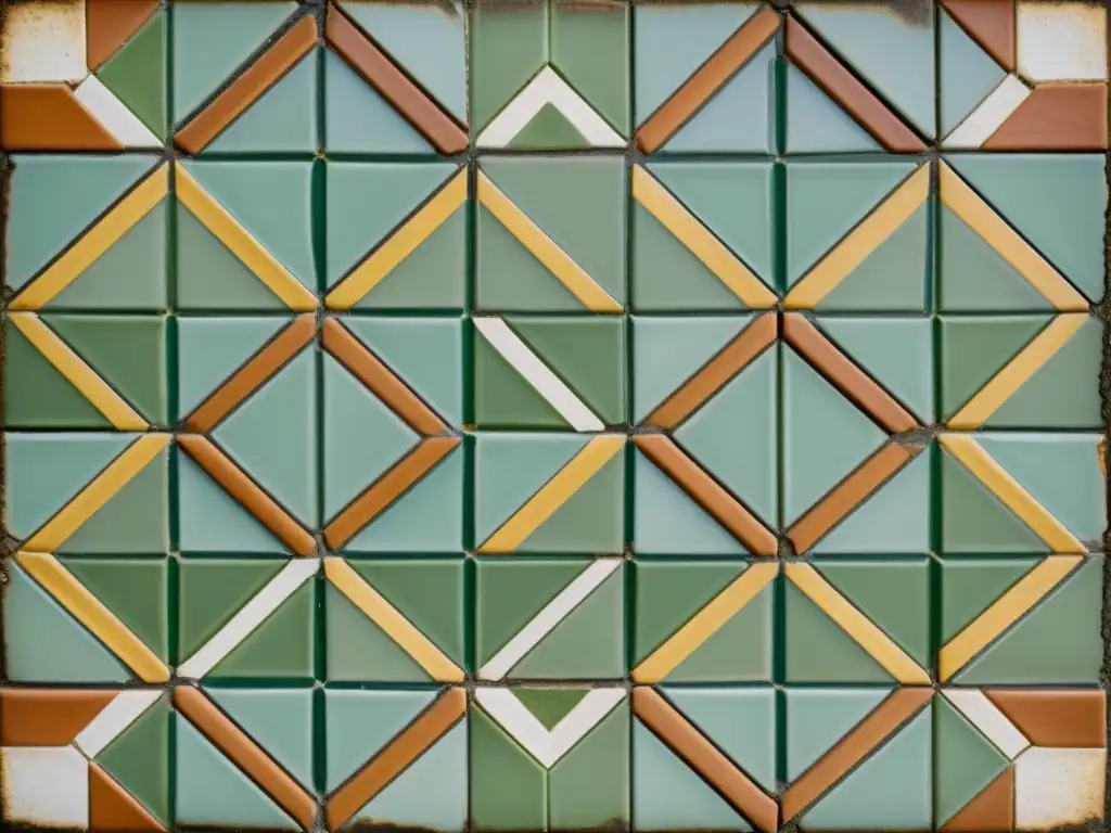 Patrón vintage de azulejos en tonos terracota y verde, evocando la nostalgia y el uso de patrones en arquitectura contemporánea