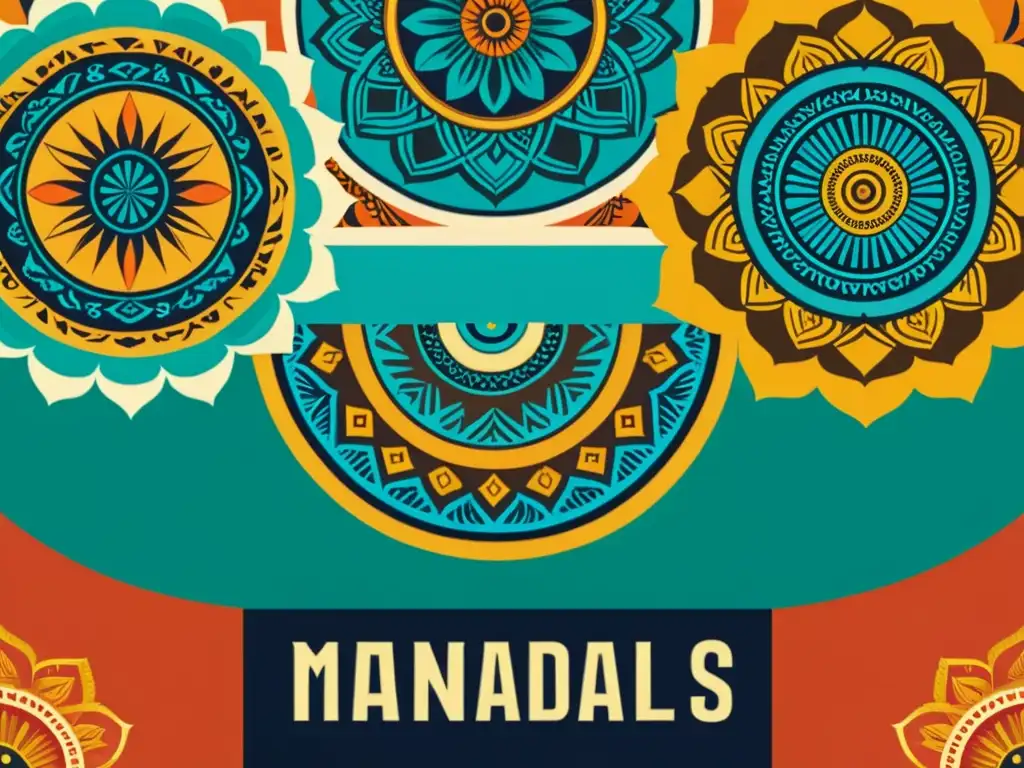 Un banner vintage con patrones artísticos de culturas del mundo: mandalas, estampados africanos, textiles sudamericanos y motivos asiáticos