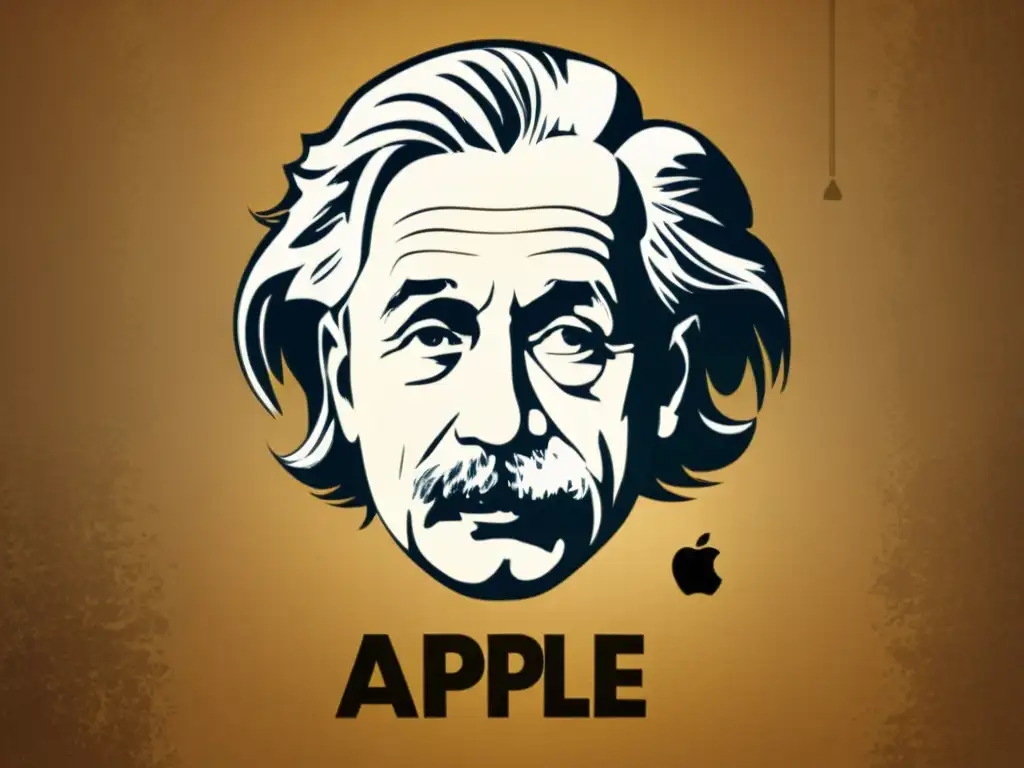 Cartel de la campaña original Apple Think Different con retrato de Albert Einstein en blanco y negro, evocando nostalgia y significado histórico