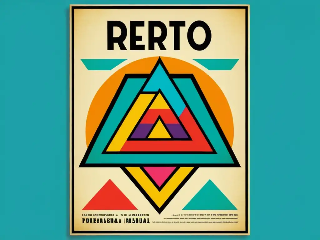 Un cartel retro con un patrón geométrico colorido evoca creatividad y nostalgia, ideal para estrategias de marketing con patrones artísticos