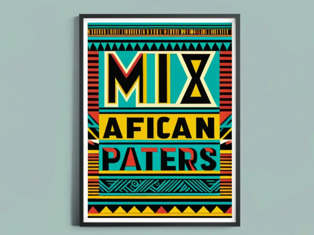 Un cartel vintage con patrones tribales africanos, tipografía moderna y colores vibrantes, fusionando ritmos africanos en tipografía moderna