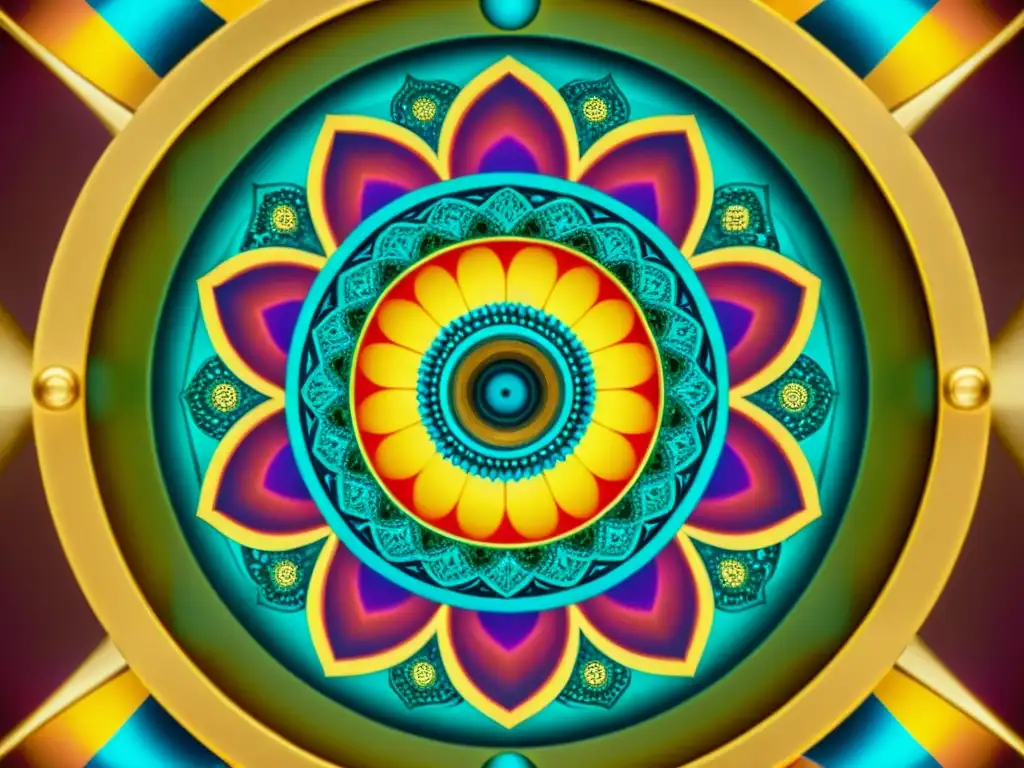 Un cautivador kaleidoscopio vintage de latón, con patrones coloridos y simétricos