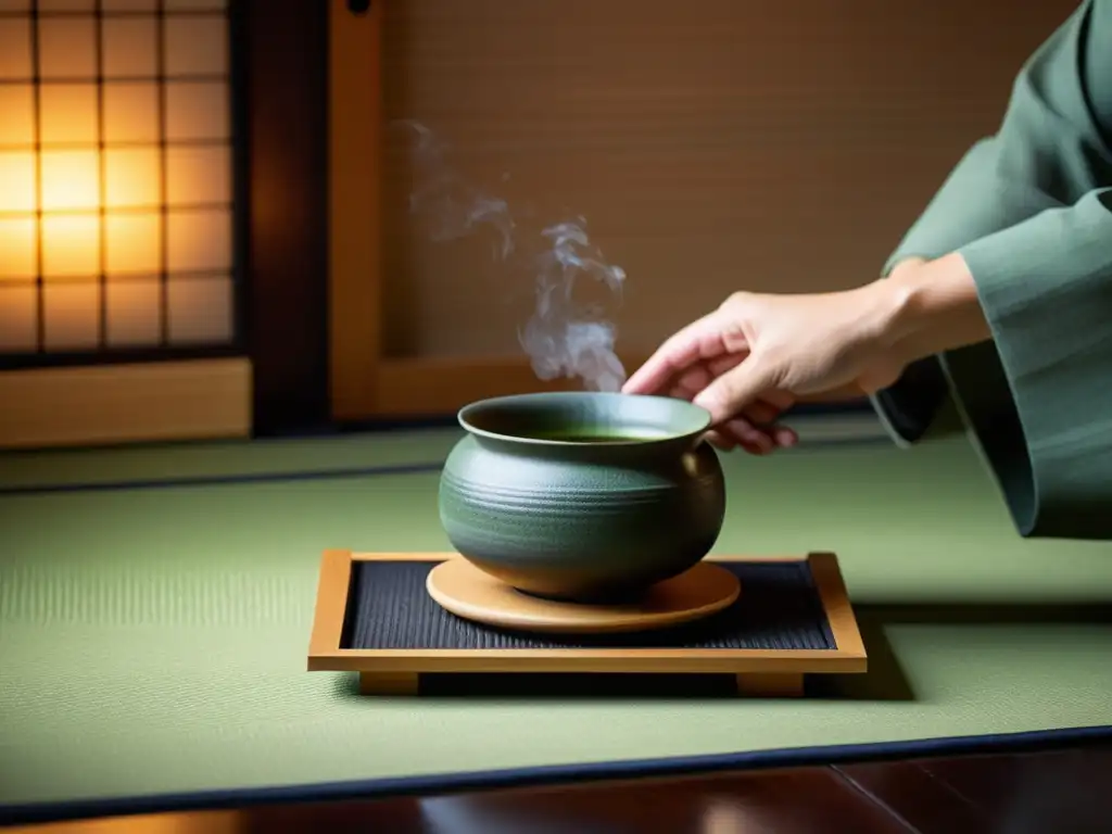 Una ceremonia del té japonesa con cerámica Raku: arte tradicional en una atmósfera serena