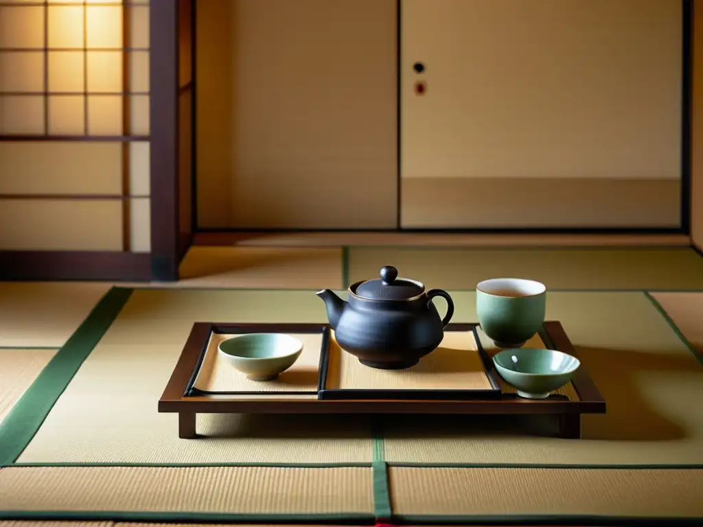 Una ceremonia del té japonesa tradicional, con una elegante anfitriona en kimono