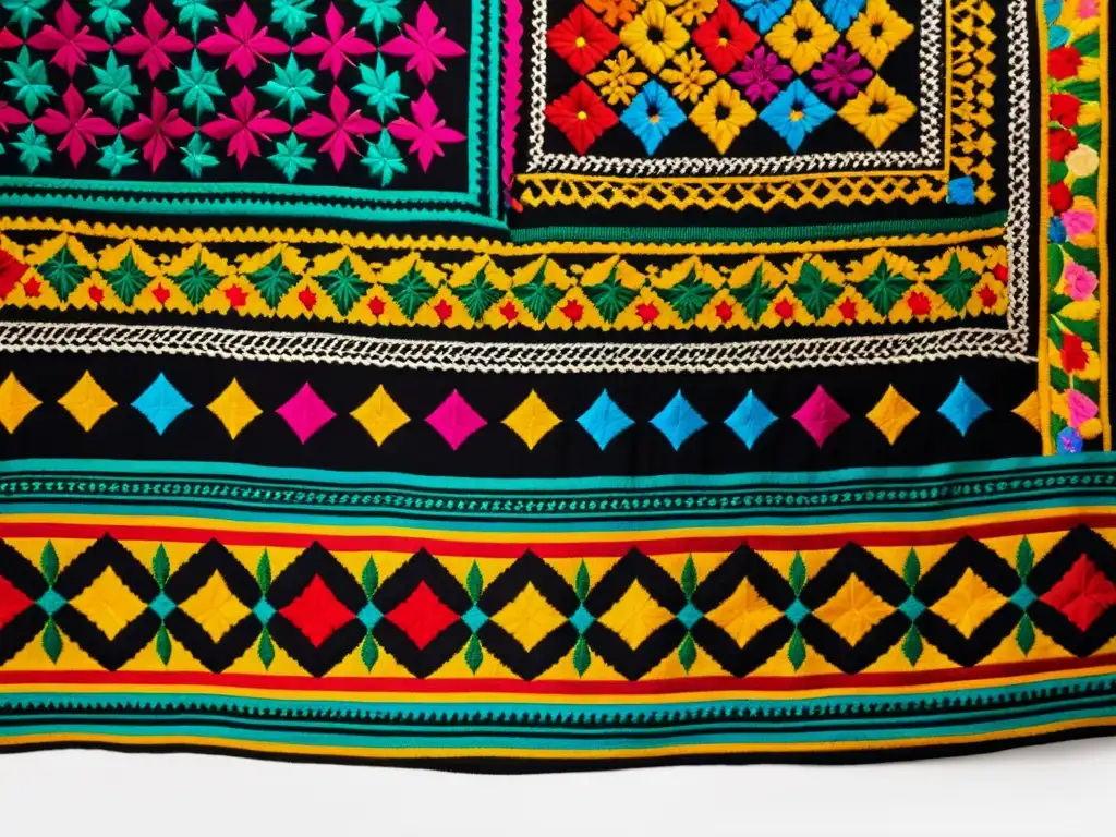 Un chal Phulkari bordado en patrones tradicionales punjabíes