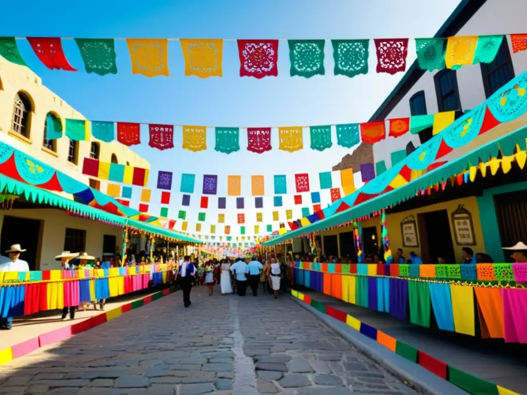 Colorido arte efímero en la Fiesta de Corpus Christi: tapetes de aserrín, altares y papel picado en una bulliciosa calle de Corpus Christi