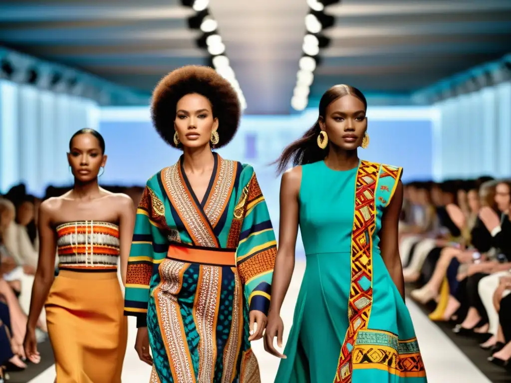 Desfile de moda étnica: fusión de tradición y modernidad Desfile de moda con modelos luciendo patrones moda inspiración étnica