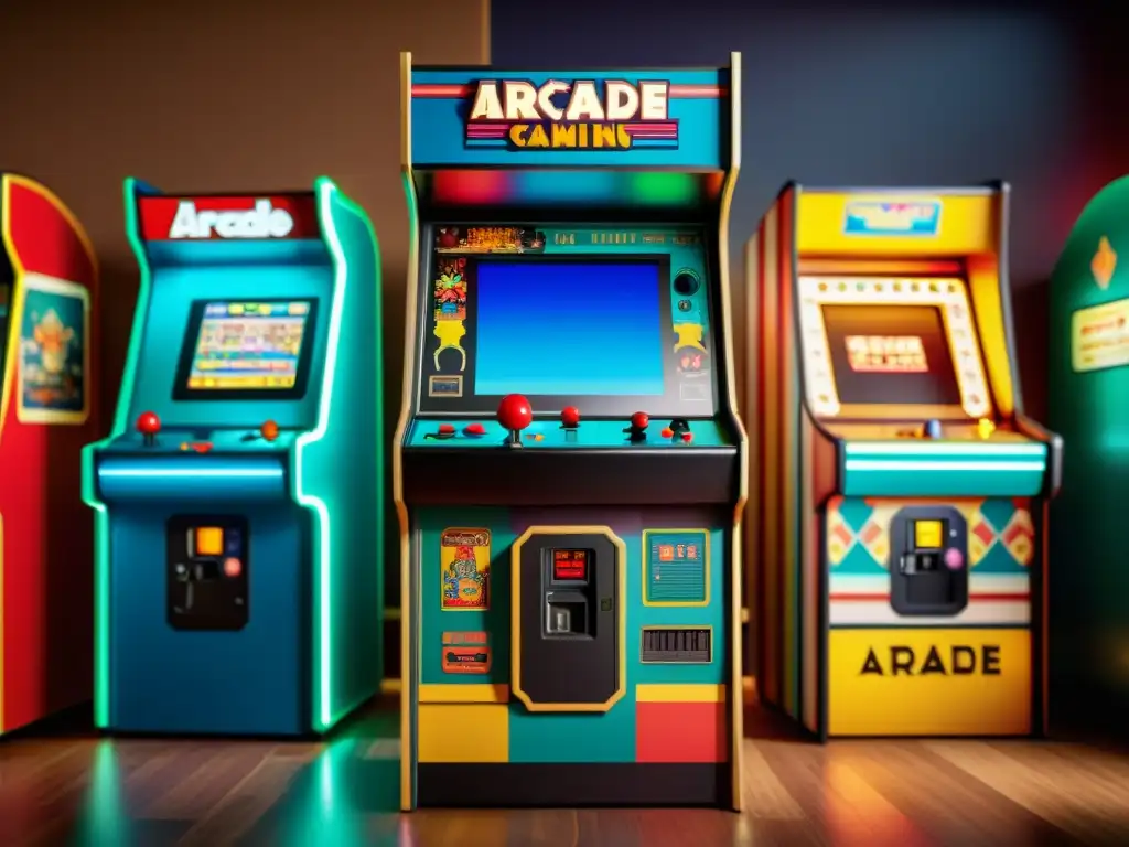 Detallada imagen 8k de una máquina arcade vintage rodeada de patrones retro nostálgicos, personajes pixelados y colores vibrantes, mostrando la influencia perdurable de los patrones retro en la industria de los videojuegos