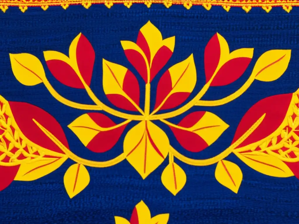 Detallado bordado Phulkari con vibrantes colores y patrones florales, reflejando el significado cultural del bordado Phulkari en la artesanía punjabi