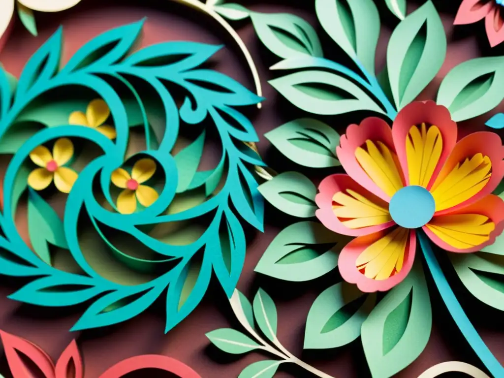 Un detallado y colorido diseño de papel Wycinanki con motivos florales y tradicionales de Polonia