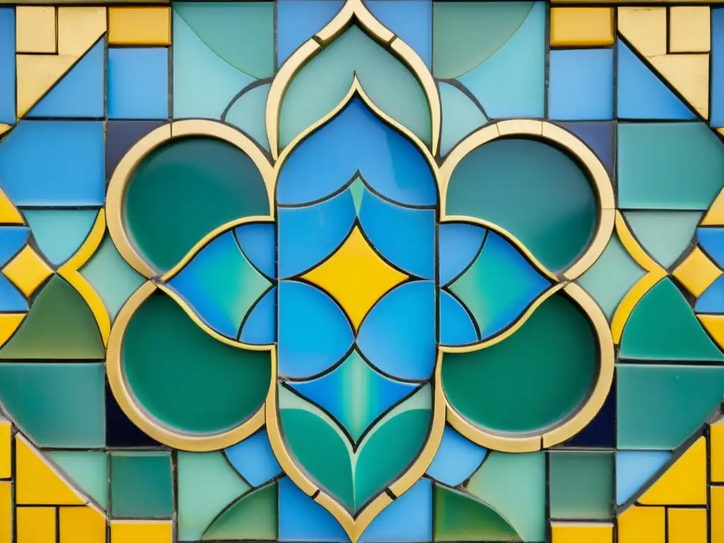 Detallado mosaico árabe vintage, con patrón geométrico y colores vibrantes, evocando la preservación del renacimiento del mosaico árabe