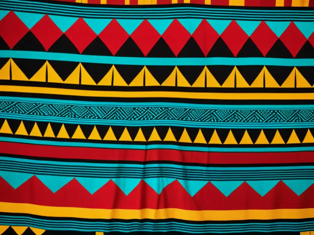 Detallado tejido africano vintage con patrones e colores vibrantes