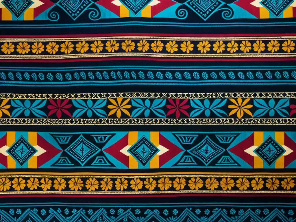 Textil vintage batik: arte tradicional con detalles vibrantes Detallado textil batik vintage con vibrantes patrones y colores, mostrando la artesanía y significado cultural de este arte ancestral