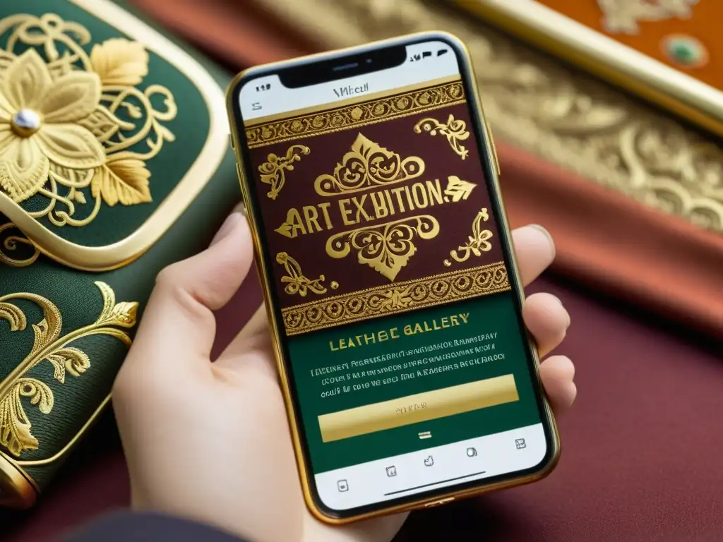 Detalle de la app de bolsillo para exposiciones virtuales con diseño clásico y elegancia atemporal