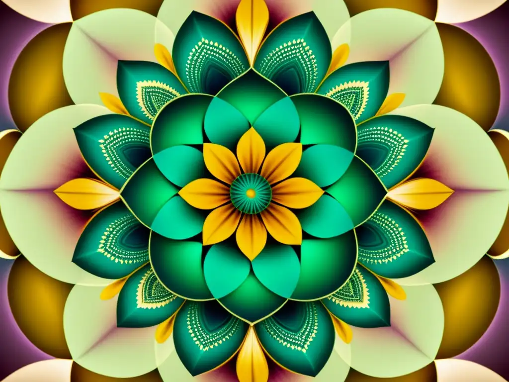 Patrones florales fractales: Elegancia vintage Detalle de un arreglo floral vintage con geometría fractal en los pétalos, evocando belleza atemporal y maravilla matemática