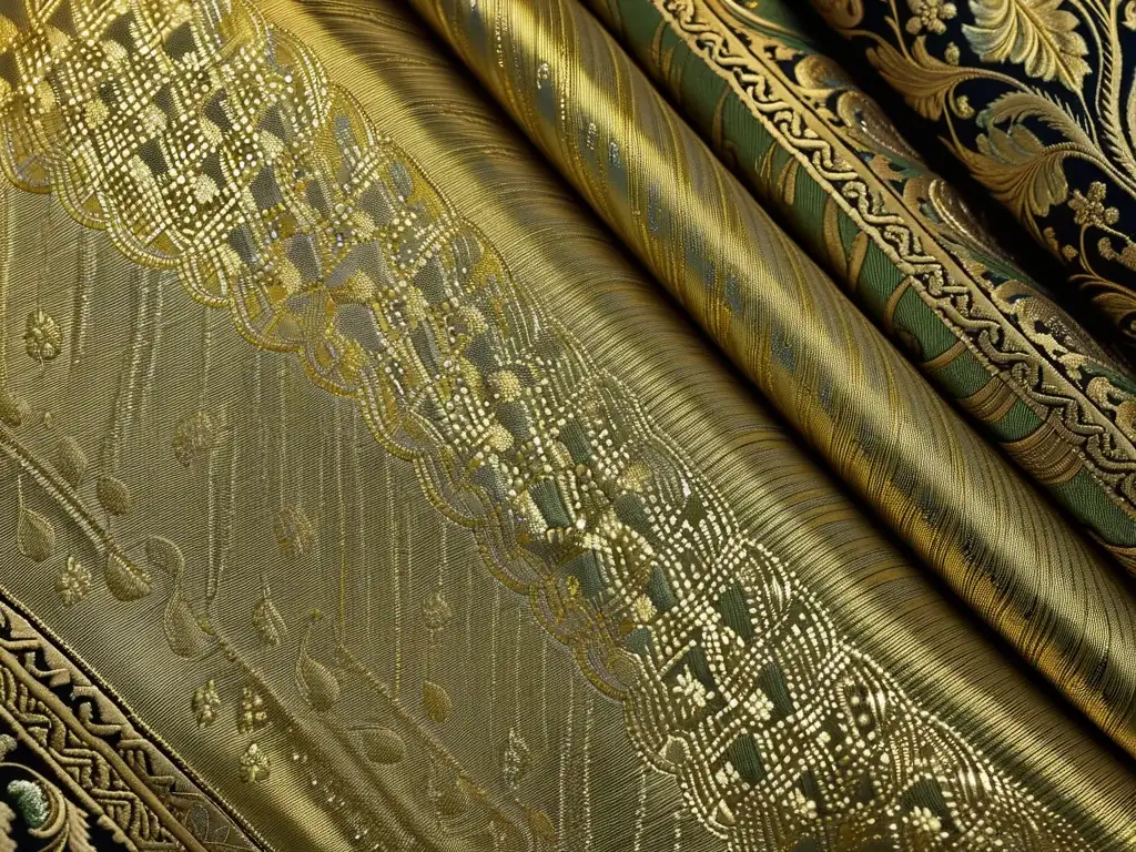 Detalle del brocado de Banarasi con significado simbólico, reflejando elegancia atemporal y artesanía exquisita