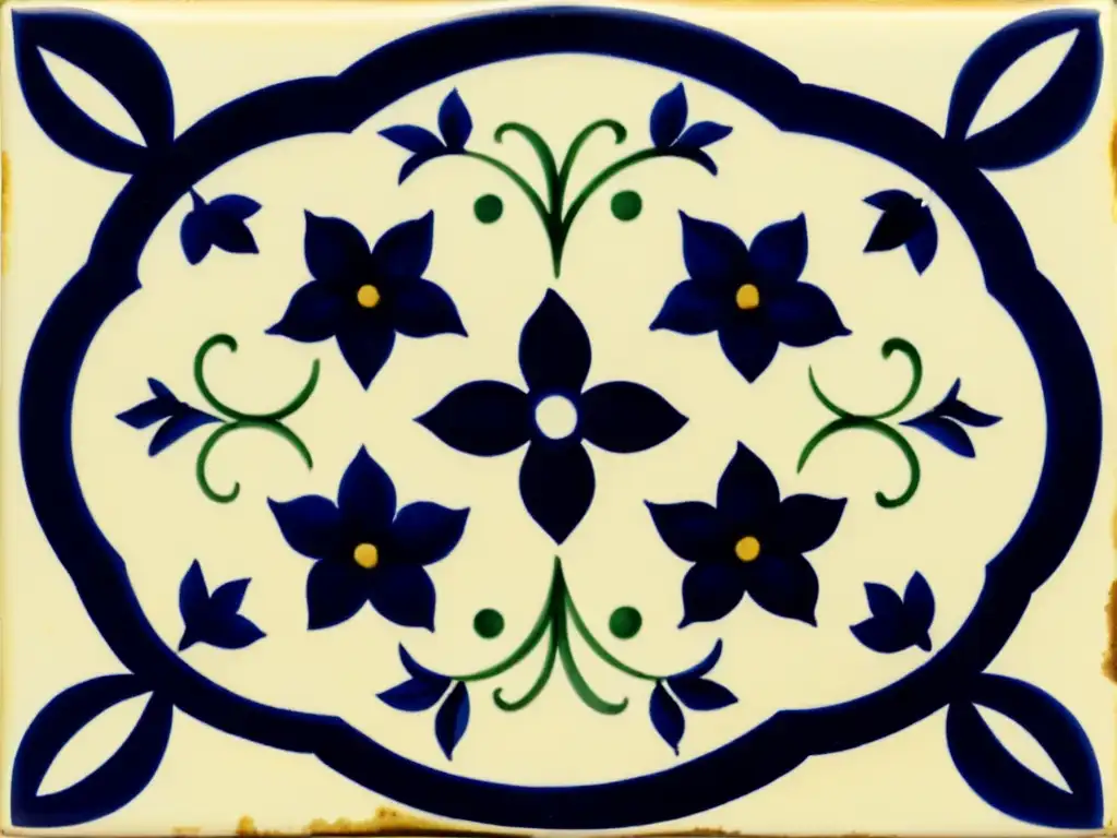 Detalle cerámico portugués azul y blanco con motivos florales, evocando artesanía y tradición en la Ruta cerámica decorativa Portugal