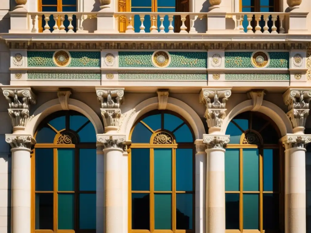 Detalle de la fachada renacentista con patrones en arquitectura renacentista y juego de luces y sombras, evocando belleza atemporal