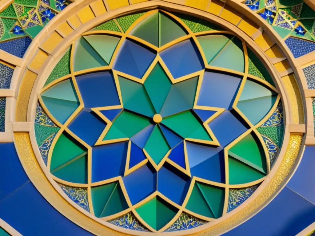 Detalle fascinante de mosaico árabe con conexión sagrada en colores vibrantes y patrones geométricos exquisitos