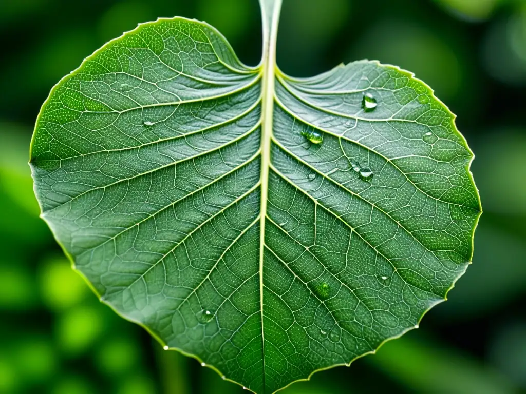 Detalle impresionante de una hoja, con patrones biomiméticos en arquitectura urbana