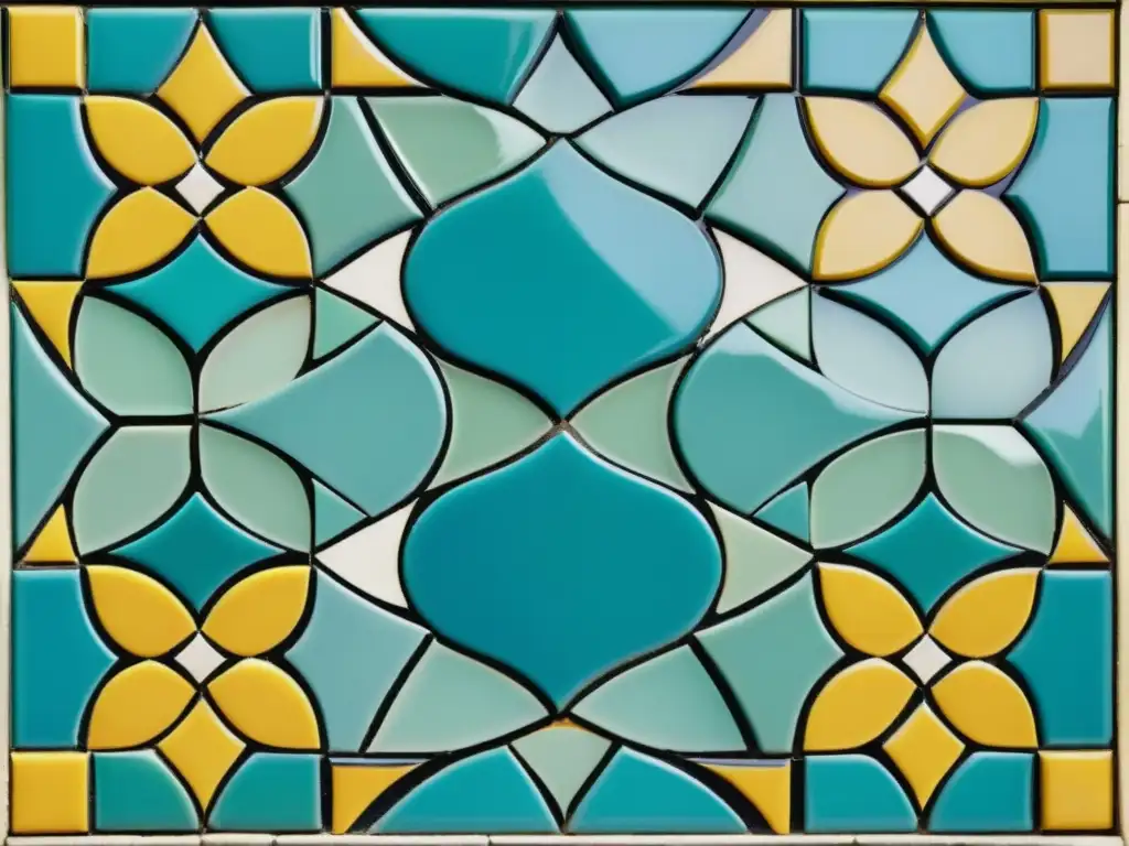 Detalle de mosaico árabe vintage con influencia en moda, vibrantes colores y formas geométricas