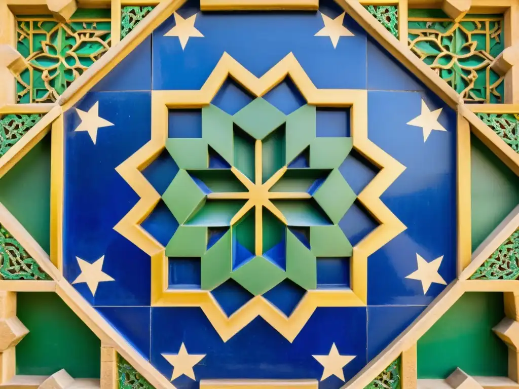 Detalle del intrincado diseño geométrico islámico en la Alhambra de Granada, Europa