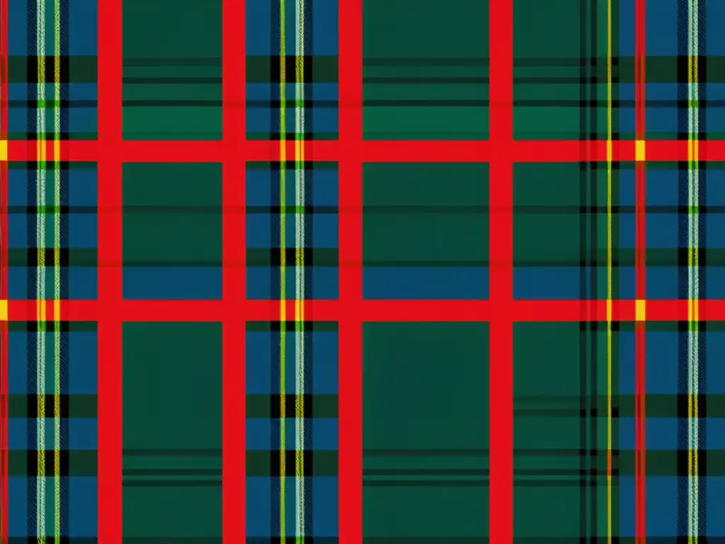 Detalle de un kilt escocés tradicional, mostrando el intrincado tejido y colores vibrantes