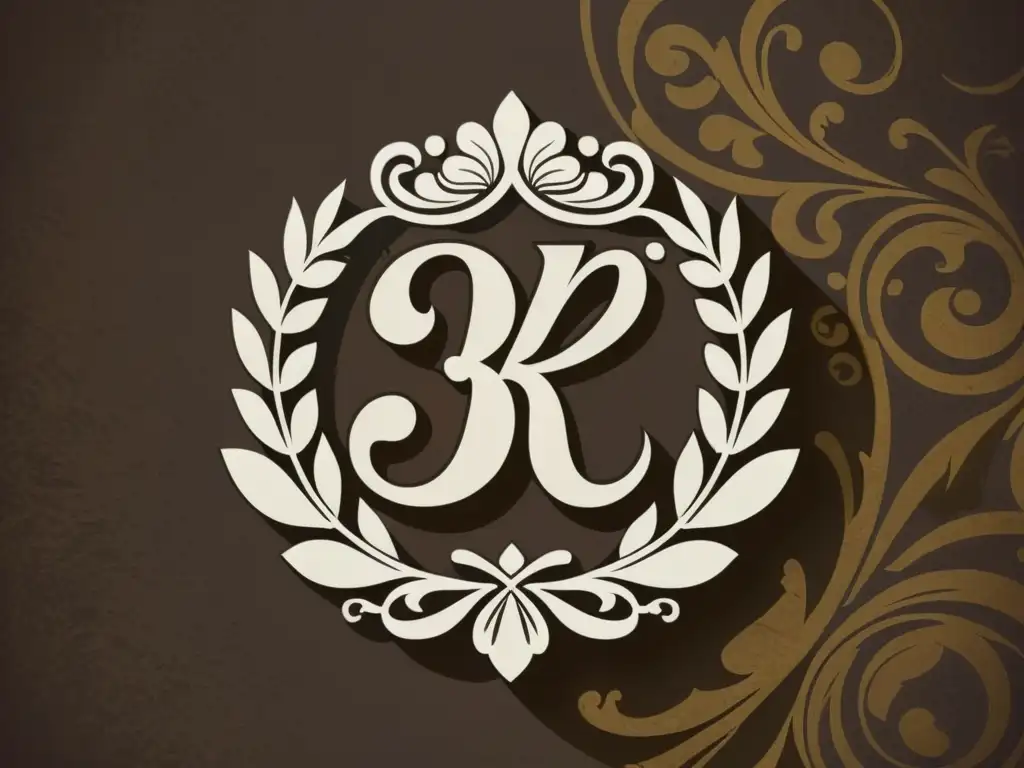 Detalle 8k del logotipo de marca vintage con patrones artísticos en diseño de marcas, elegancia y sofisticación atemporales