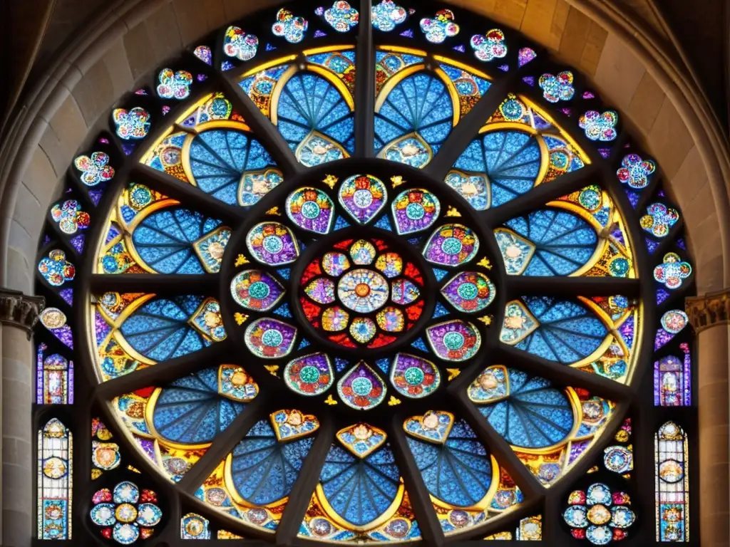 Detalle de la rosa de Notre Dame resaltando el significado de los patrones geométricos en la arquitectura gótica parisina