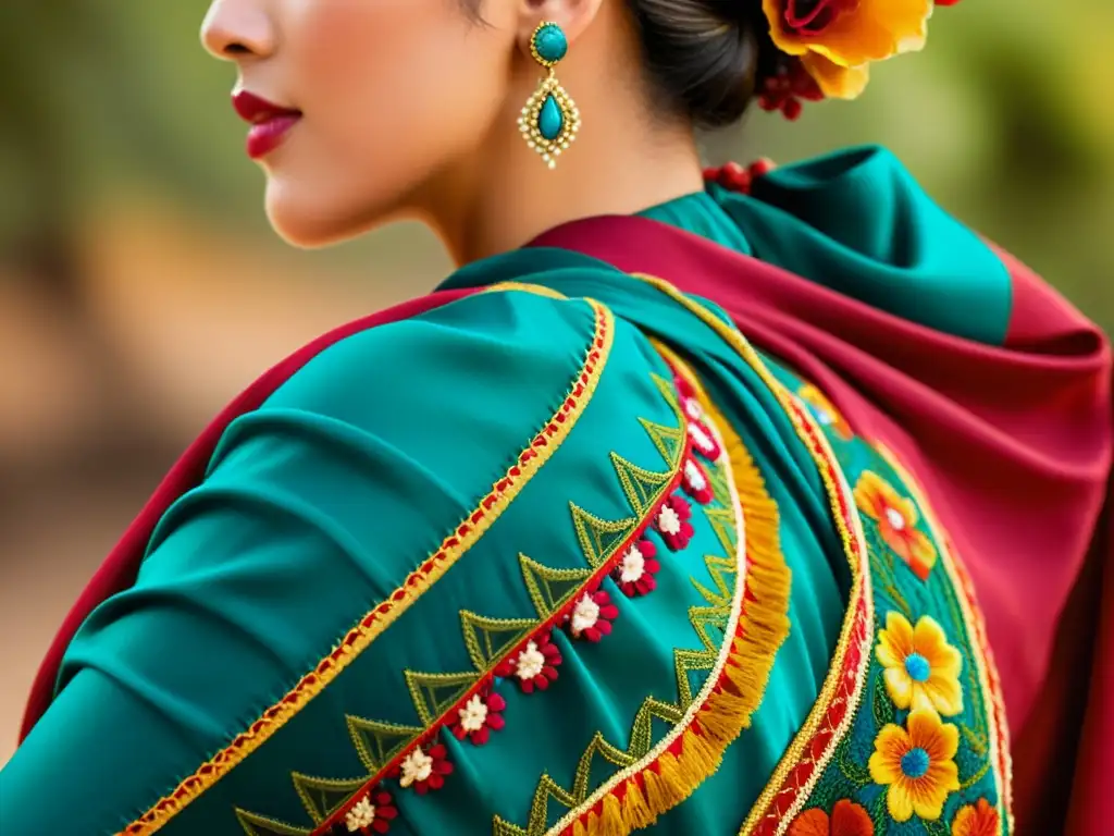 Detalle de la interpretación de patrones en el arte flamenco en un chal vintage de bailarina