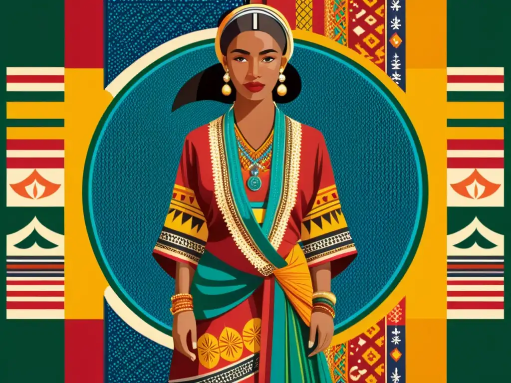 Detalle de ilustración vintage de patrones artísticos culturales globales, representando la diversidad y unidad de tradiciones artísticas del mundo