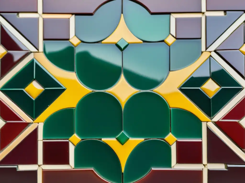 Detalle de mosaico árabe vintage con patrones geométricos en tonos tierra